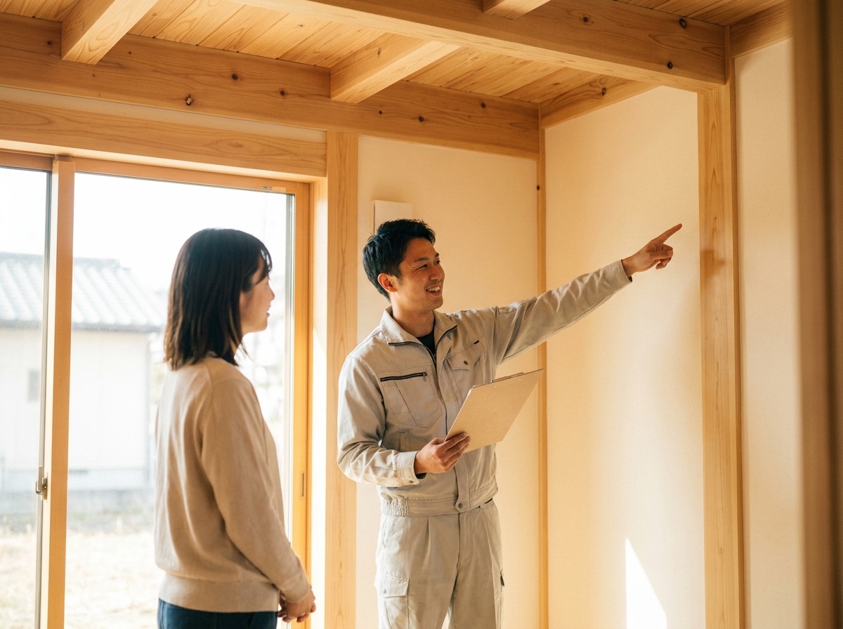 定期点検で顧客の住まいをチェックする様子