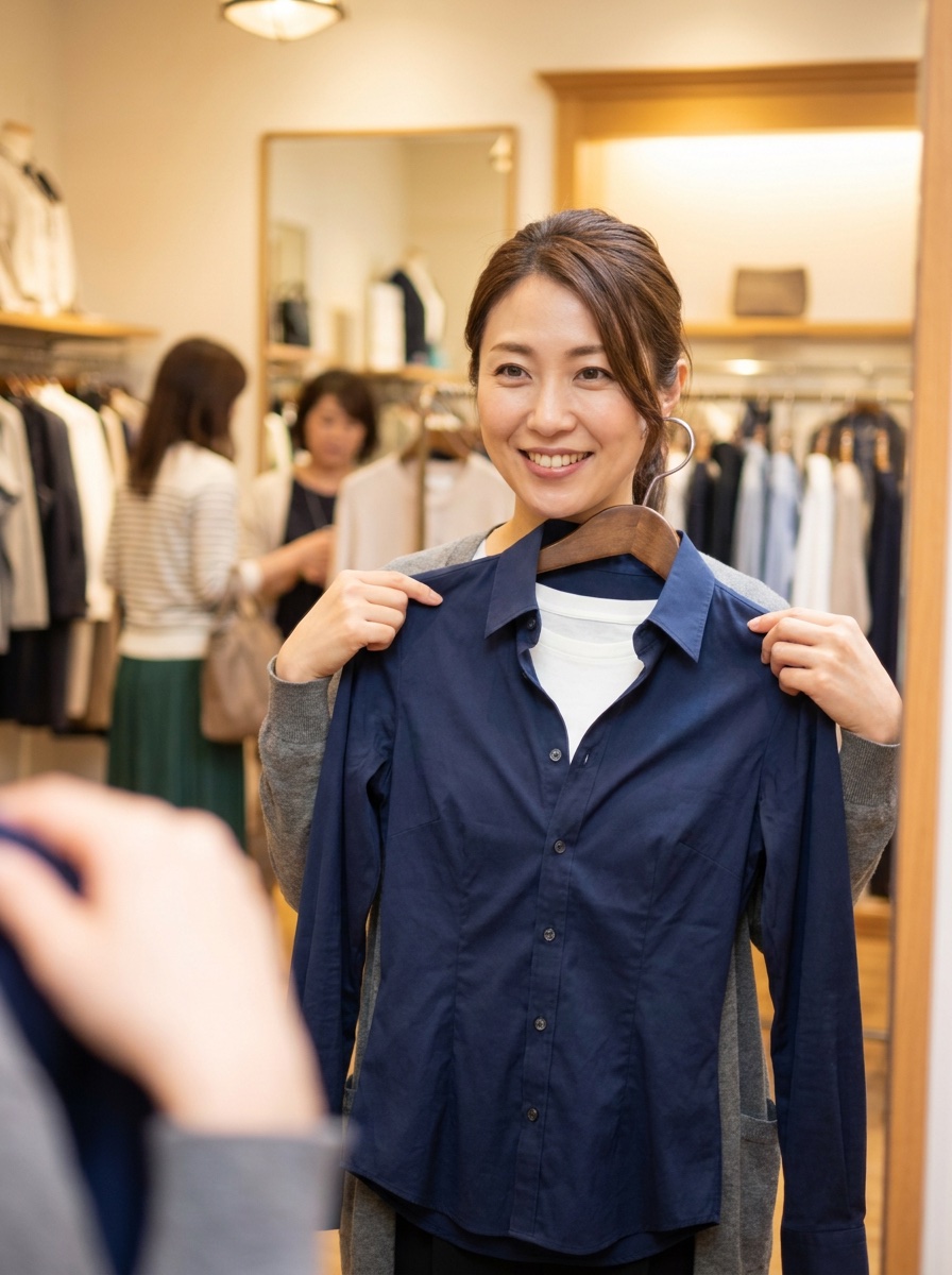 服を選ぶ女性
