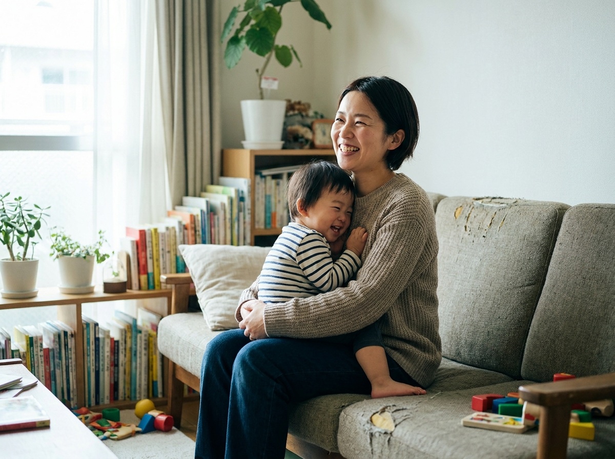 子どもを抱く母親